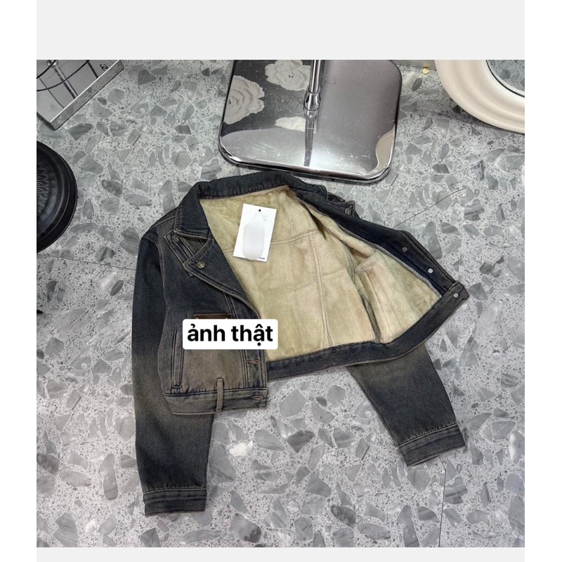 Áo khoác bò lót lông cổ vest hàng QCL1