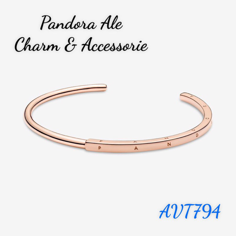 VÒNG TAY PAN ALE DẠNG KIỀNG C VÀNG HỒNG KHẮC CHỮ PANDORA