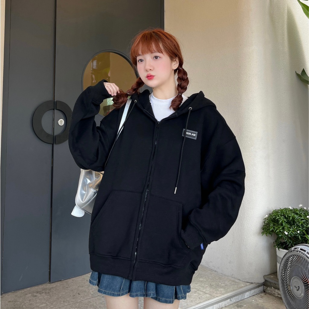 Áo Khoác Nỉ Bông Hoodie Zip Tag NQ30 Form Rộng Nam Nữ Unisex