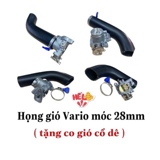 Họng móc sẵn 28mm cho xe Vario / AB 125 ( tặng kèm co gió Lớn + cổ dê xanh )