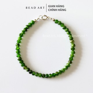 Vòng tay 4x3mm diopside xanh lá đậm loại a, vòng tay phong thuỷ, chuỗi hạt, mệnh mộc, hoả, lắc tay, full - bead art