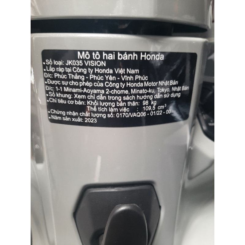 Tem năm sản xuất tem thông số tem mô tô hai bánh tem năm sản xuất vision 110cc