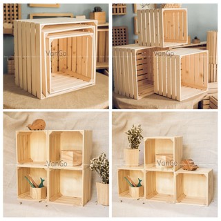 Thùng gỗ pallet - hộp pallet gỗ thông - 2 kích thước: hình vuông hình chữ nhật