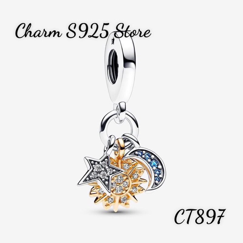 CHARM PAN ALE TREO MẶT TRĂNG MẶT TRỜI NGÔI SAO BẠC S925 HÀNG CAO CẤP