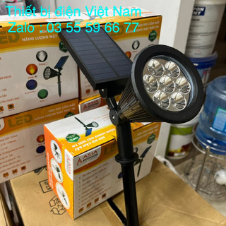 Đèn rọi năng lượng mặt trời, đèn led sân vườn asia 7w, cắm đất, gắn tường, 2 trong 1