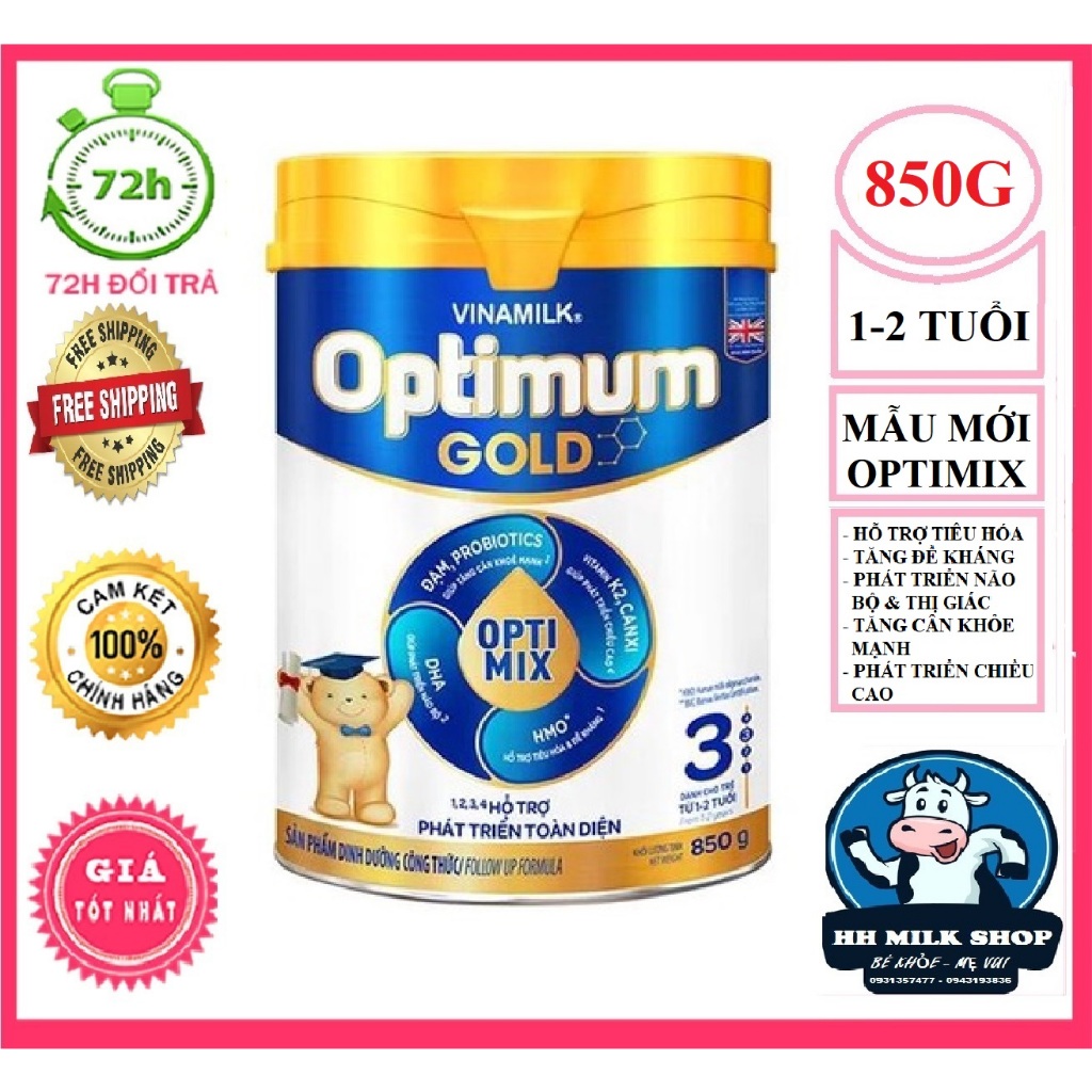 Set 3 lon sữa Optimum optimix Gold 3 850g - mẫu mới
