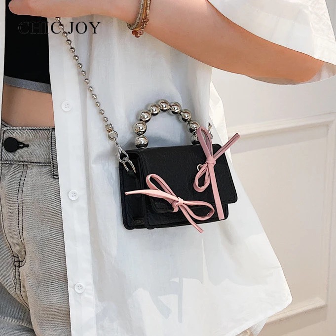 Túi đeo chéo nữ mini gắn nơ dễ thương
