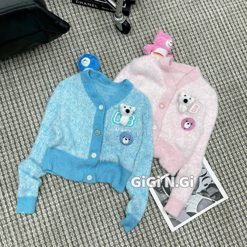 ÁO CADIGAN LEN LÔNG DÁNG NGẮN 13DE MARZO GẤU [HÀNG SẴN]