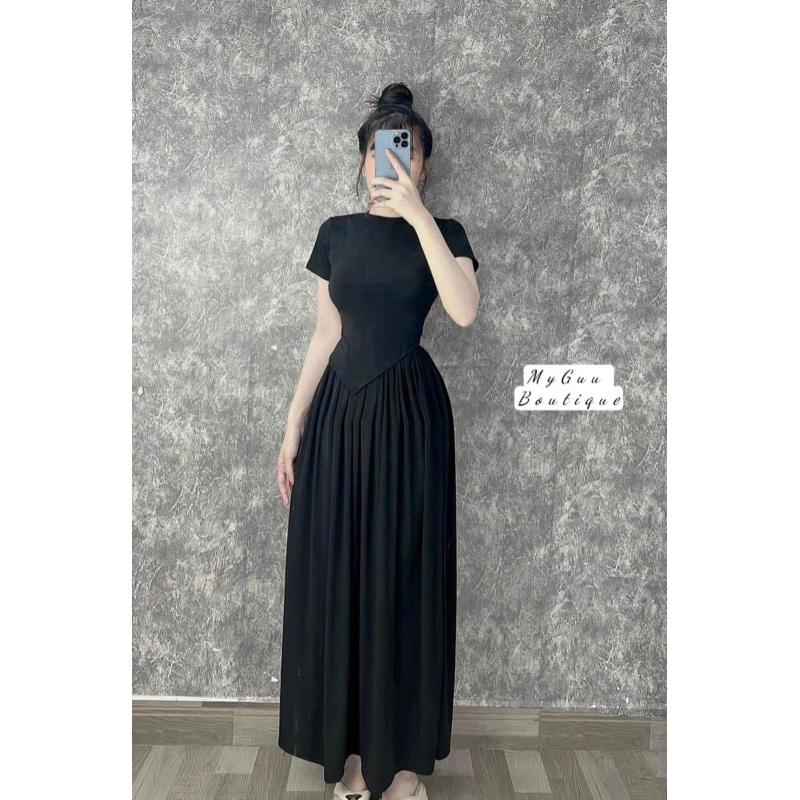 Set bộ chân váy dài kèm áo xéo kiểu