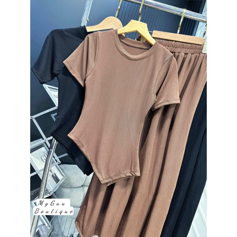 Set bộ chân váy dài kèm áo xéo kiểu