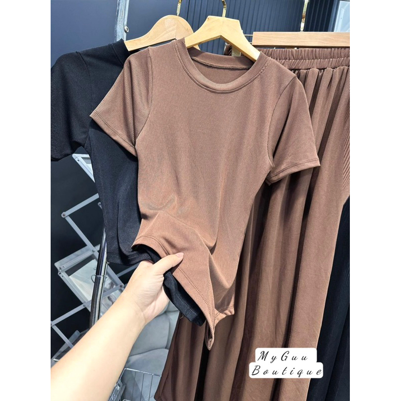 Set bộ chân váy dài kèm áo xéo kiểu