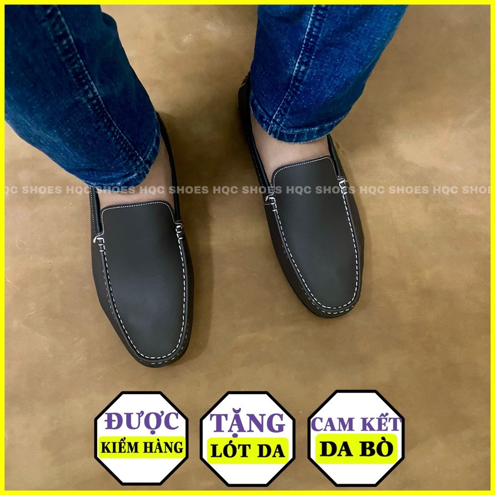 Giày lười nam HQC SHOES da bò đế khâu siêu bền bảo hành 12 tháng Gl023