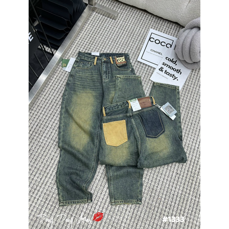 Quần bò baggy Good luck pha túi hàng QC cao cấp