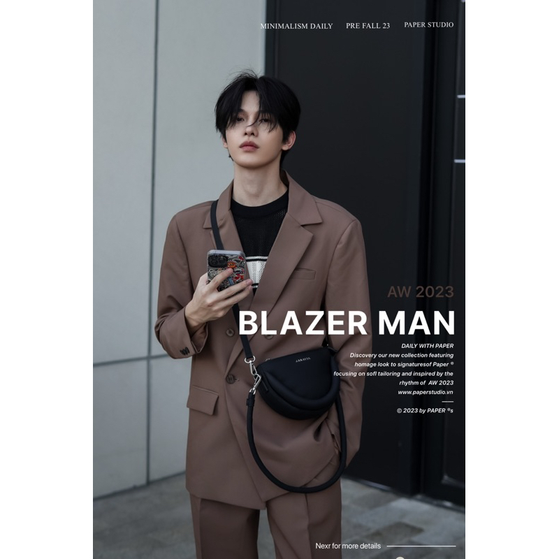 Áo khoác blazer daily nam chất cotton vest trơn form basic