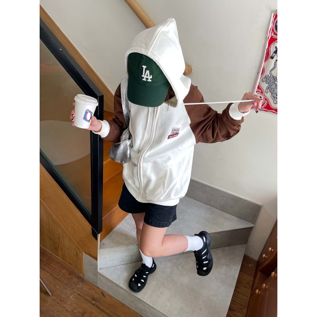 AITHER STUDIO Áo khoác Hoodie Zip Over Ten thêu logo thương hiệu