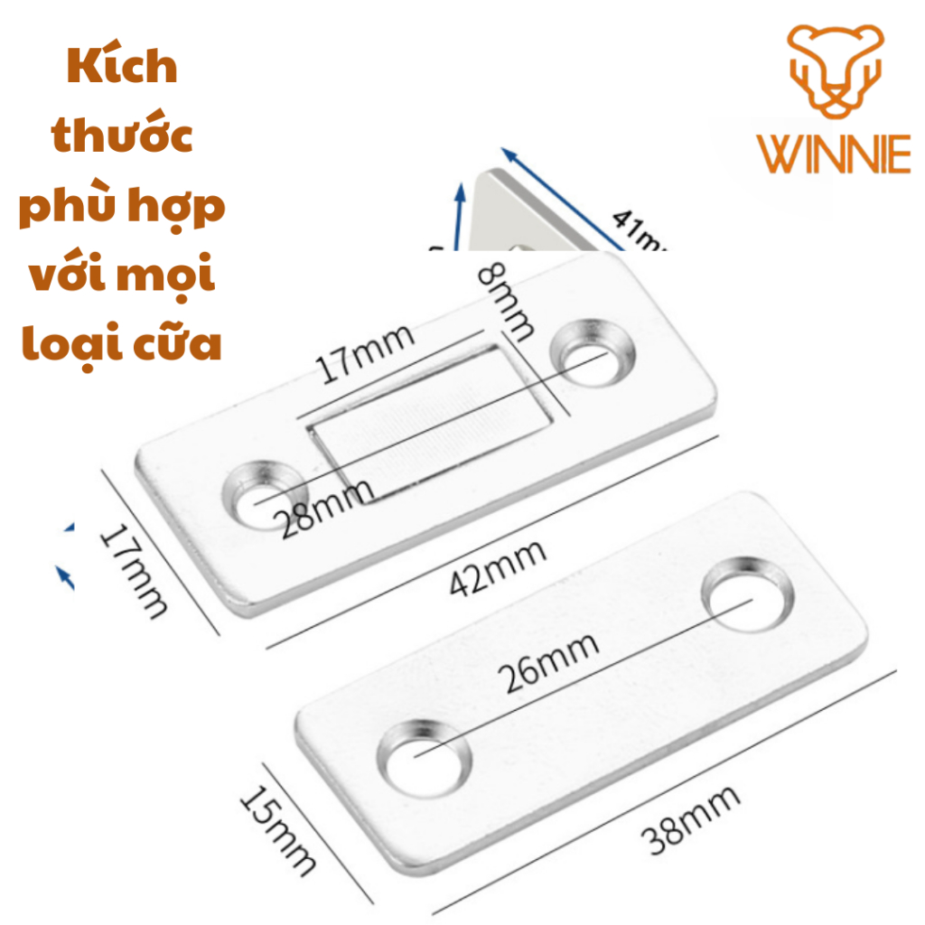 Nam Châm Gắn Cửa Lực Hút Cực Mạnh - Gắn Chốt Tủ Quần Áo, Ngăn Kéo, Tủ Bếp Tiện Lợi