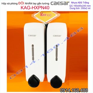 Hộp đựng xà phòng Caesar KAG-HXPN40 -Trắng-White thiết kế hiện đại, hộp nước rửa tay bông 2 ngăn 350ml sữa tắm, dầu gội