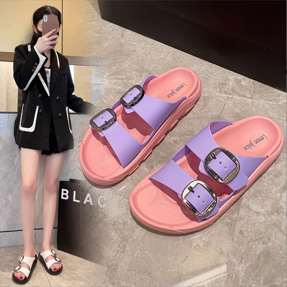 DÉP NỮ QUAI NGANG 2 BẢN KHÓA VUÔNG ĐẾ SIÊU NHẸ HÀNG L1