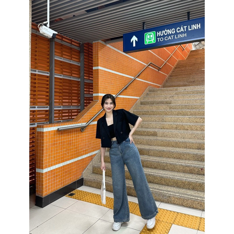 Áo blazer kiểu dáng croptop tay lỡ
