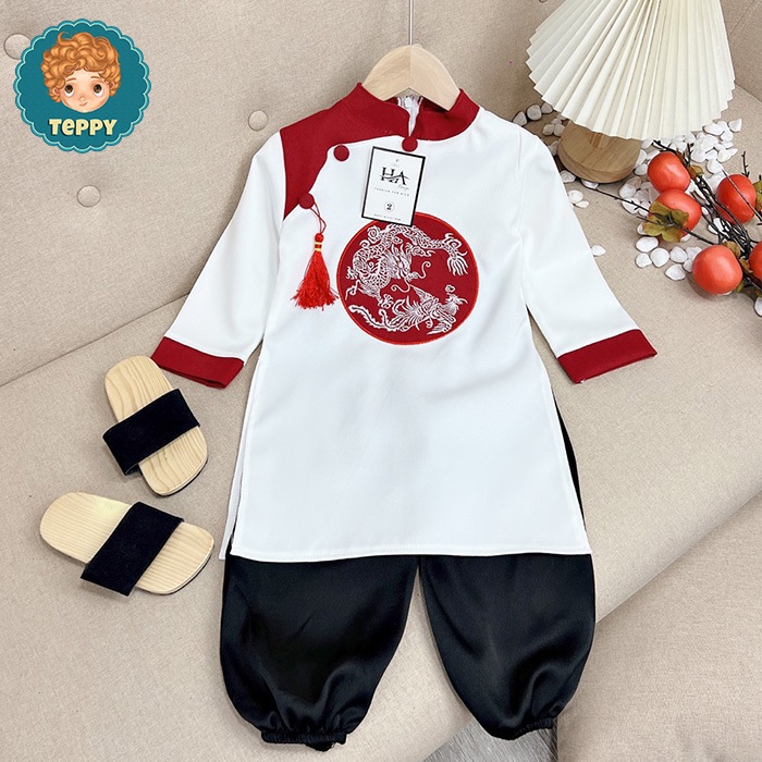Set áo dài cách tân cho bé trai kèm quần