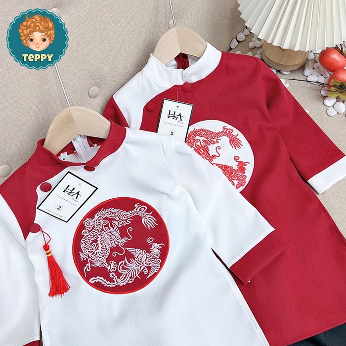 Set áo dài cách tân cho bé trai kèm quần