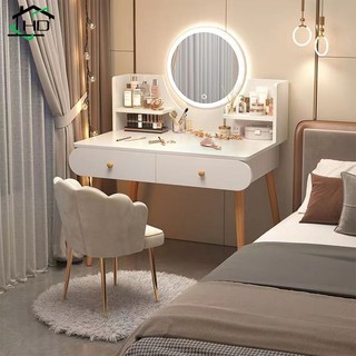 Bàn trang điểm ngồi bệt, bàn phấn có gương gỗ mdf cao cấp chịu lực cao gương viền led cảm ứng