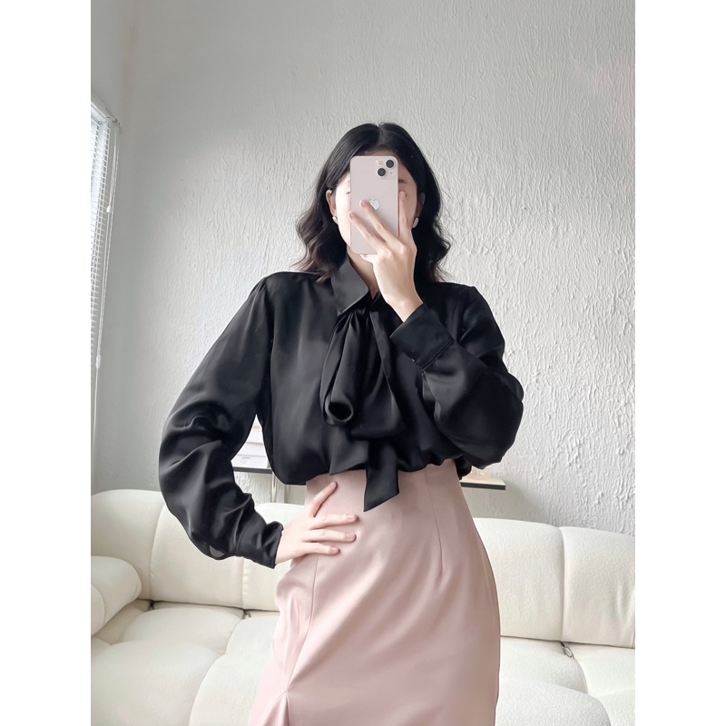 VELLE DESIGN áo sơ mi Joli tơ ý kiểu dáng thanh lịch sang trọng