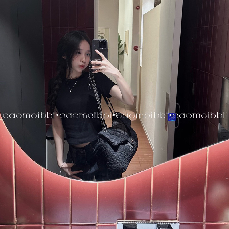 Túi Xách Denim Đen Đeo Chéo Nhiều Kiểu