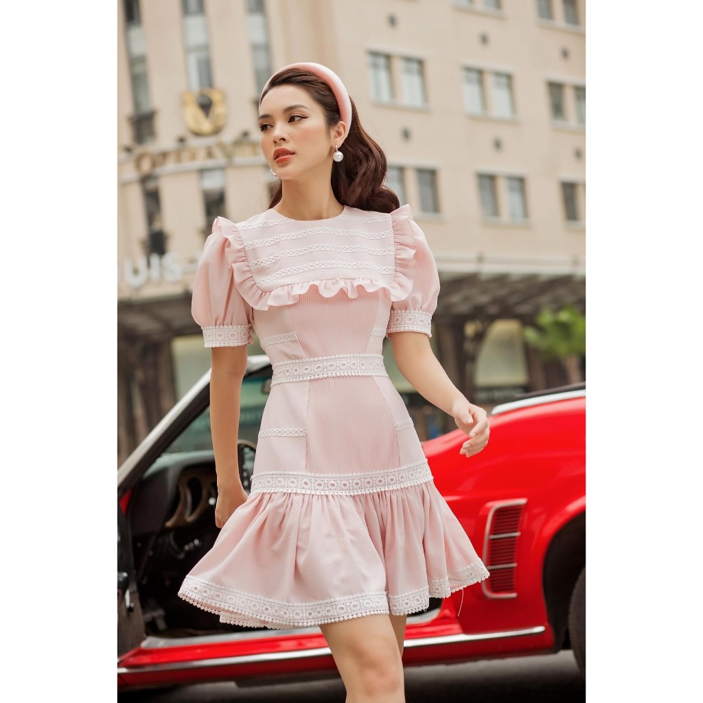SÒ VINTAGE - SAKURA đầm phối ren tay phồng