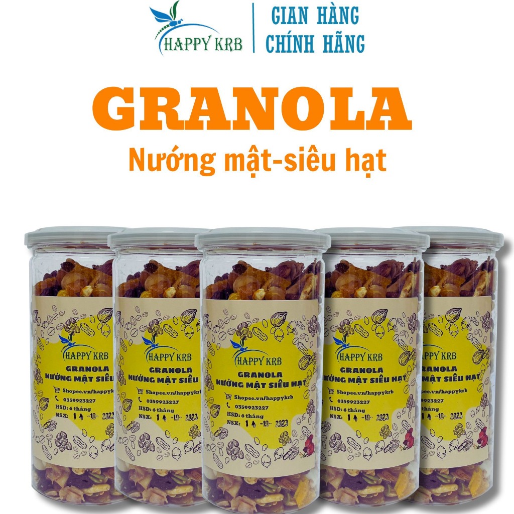 GRANOLA NƯỚNG MẬT SIÊU HẠT HAPPY KRB 500GR