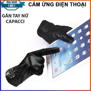 Găng tay lót nĩ cảm ứng điện thoại,Găng Tay Da Thật Nam Nữ da cừu Capacci mỏng nhẹ đeo thoải mái dễ lái xe