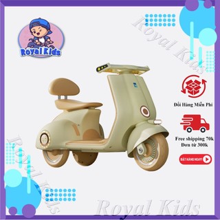 Xe máy điện trẻ em q916 vespa cho bé xe máy điện trẻ em sử dụng chân ga tự lái royal kids