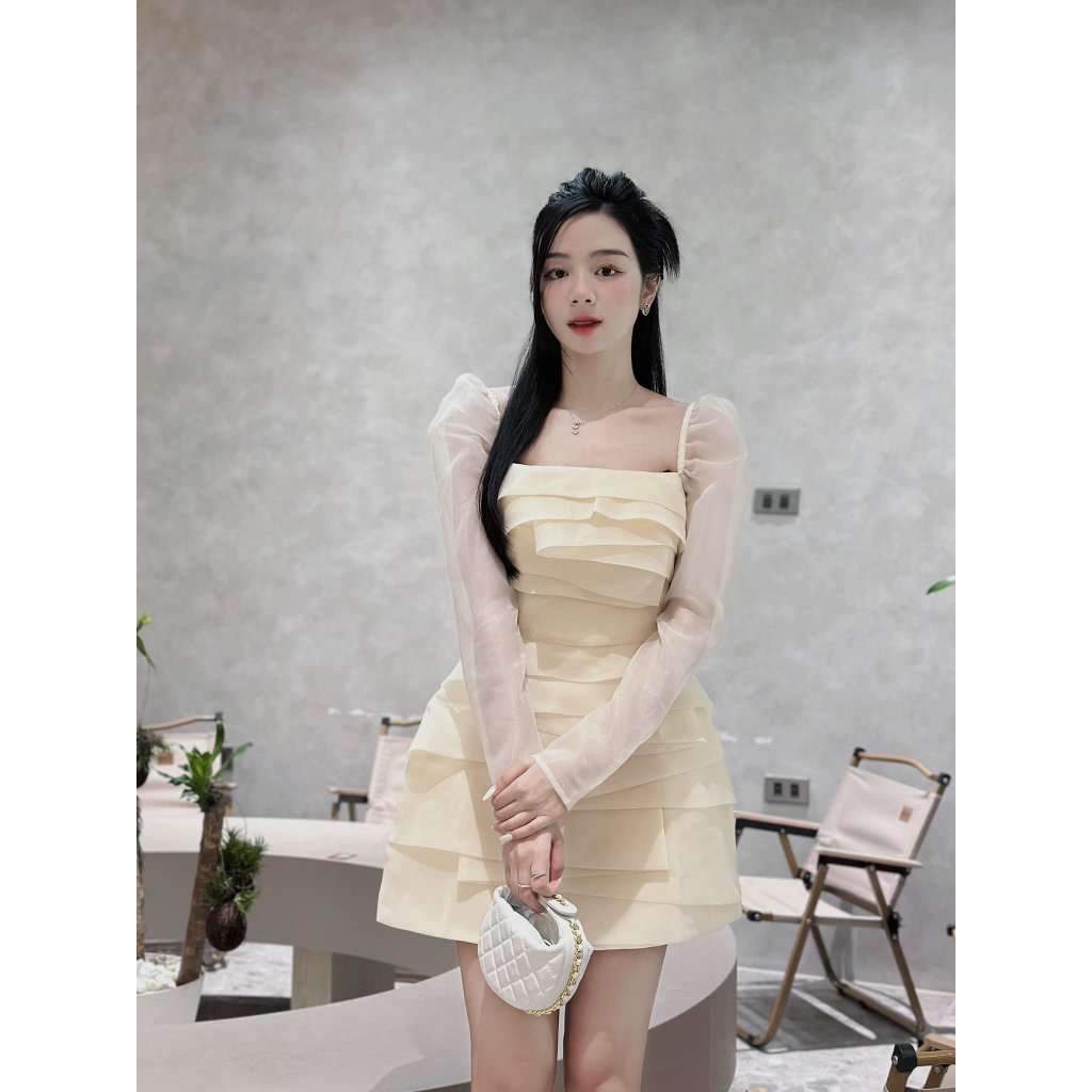 Váy Đẹp Dáng Ngắn Tay Dài Đầm Tiểu Thư_LERIN V486