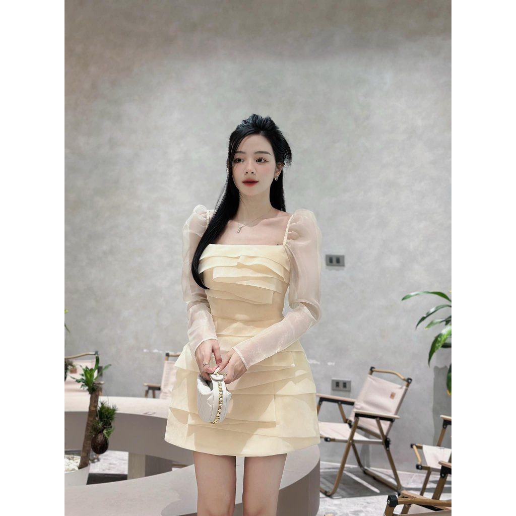 Váy Đẹp Dáng Ngắn Tay Dài Đầm Tiểu Thư_LERIN V486