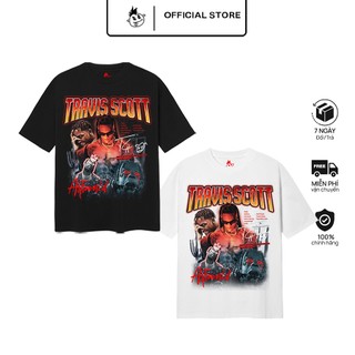 Blank | áo thun astroworld tay lỡ unisex - đen/trắng cổ tròn