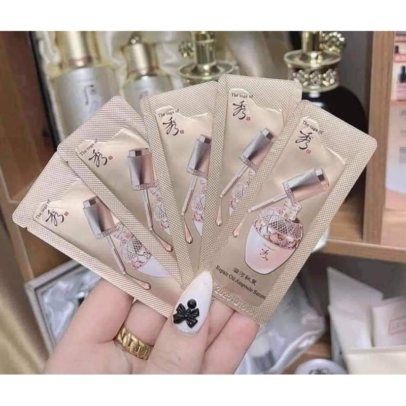 1 gói 1ml Tinh dầu chống lão hoá se lỗ chân lông Saga - tinh dầu phục hồi Repair Oil Ampoule Serum căng bóng da