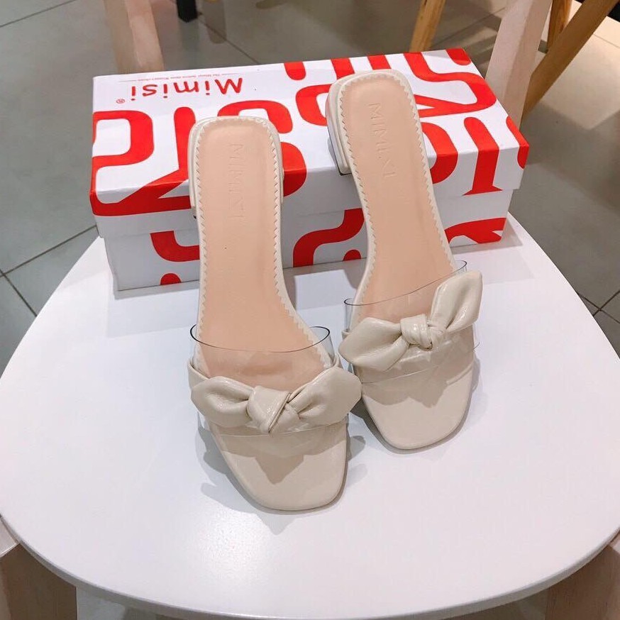 Guốc nữ quai trong đính nơ mới