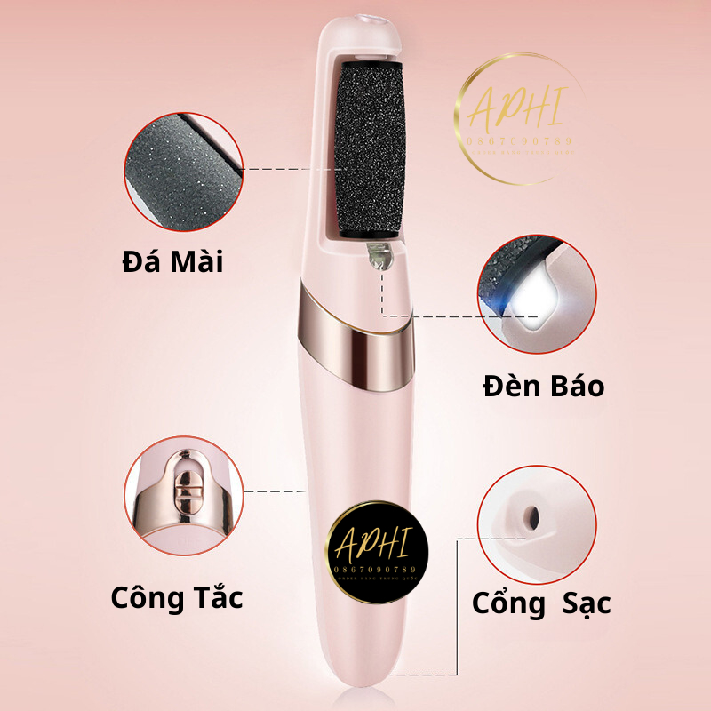 Máy Chà Gót Chân Tự Động, Tẩy Tế Bào Chết Tại Nhà Sạc Pin Tích Điện 2 Đầu Mài - FL58