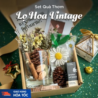 Set Quà Tặng Sinh Nhật Bộ Hoa Khuếch Tán Tinh Dầu Thơm Phòng Decor Vintage HENY GARDEN