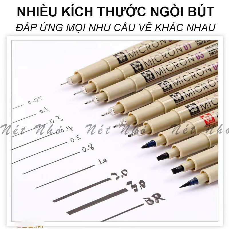 Bút Line Đi Nét, Bút MICRON Bút Vẽ Kỹ Thuật Art Line Drawing Kháng Nước Ngòi Bút Chống Mài Mòn