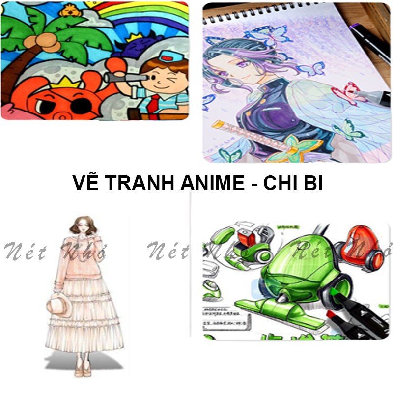 Bút Marker Màu Marker Vẽ Tranh Vẽ Anime Thiết Kế Thời Trang Màu Sắc Sắc Nét Tặng Kèm Túi Vải