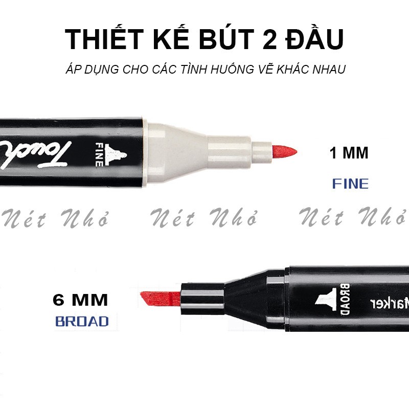 Bút Marker Màu Marker Vẽ Tranh Vẽ Anime Thiết Kế Thời Trang Màu Sắc Sắc Nét Tặng Kèm Túi Vải