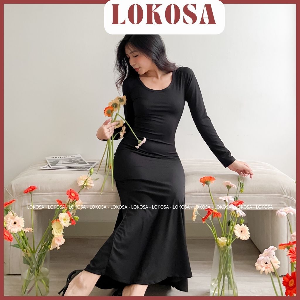 Váy Body đuôi cá  LOKOSA Đầm ôm body sexy thiết kế thun đi chơi dự tiệc Sang Trọng Trẻ Trung VD004