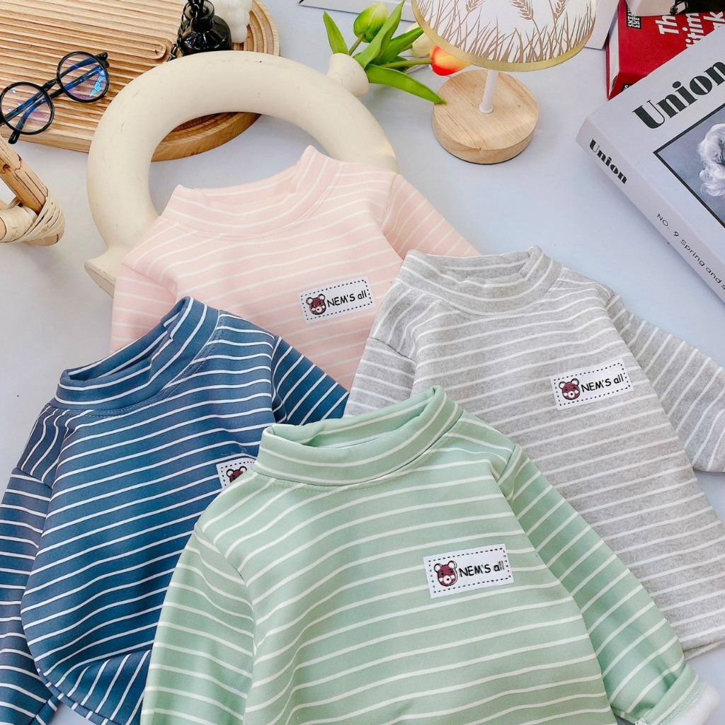 Áo nỉ lót lông cổ cao 3ph giữ nhiệt cho bé trai bé gái từ 7-17kg