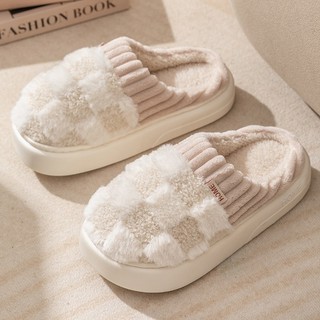   Hàng có sẵn  Dép bông đi trong nhà mùa đông dép lông unisex đế cao su bám sàn tốt mềm dẻo quai hoạt tiết đáng yêu 