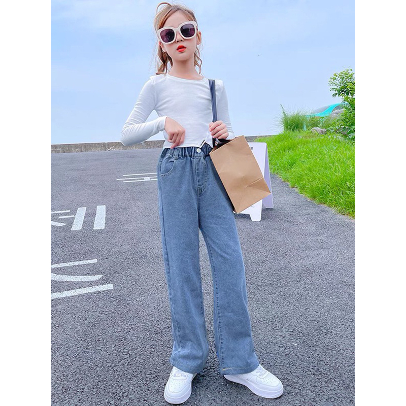 Quần jean suông giấy đại cồ bé gái