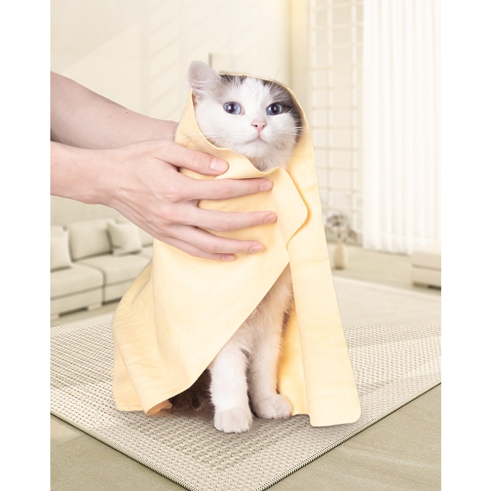 Khăn Tắm Thú Cưng Siêu Thấm Hút, Kích Thước 66x43cm và 43x32cm Chất Liệu Vải Xốp Siêu Thấm