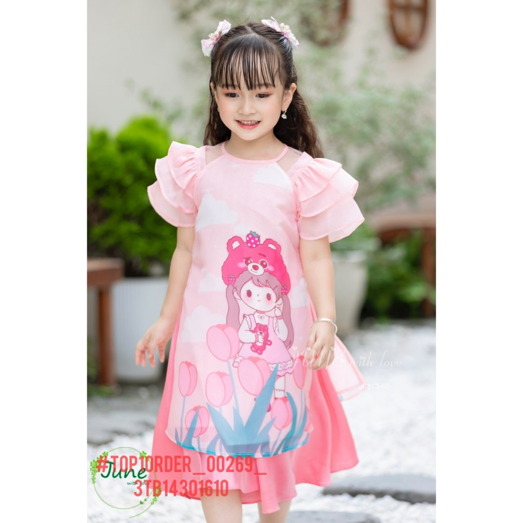 ☘️Buôn_sỉ_HN☘ Sét áo dài bé gái, tơ, hoạ tiết công chúa Gấu dâu, size 1t-10t - top1order_00269_3TB14301610_9kids_sg1
