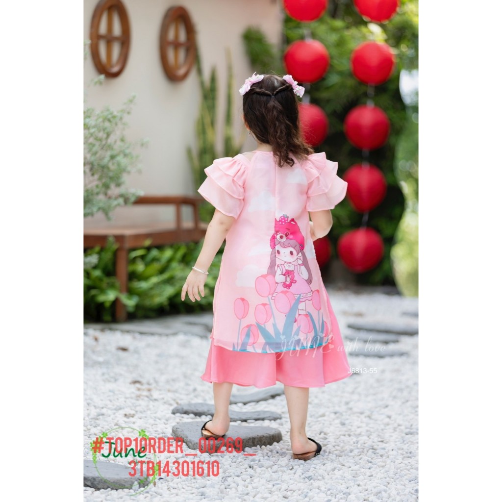 ☘️Buôn_sỉ_HN☘ Sét áo dài bé gái, tơ, hoạ tiết công chúa Gấu dâu, size 1t-10t - top1order_00269_3TB14301610_9kids_sg1