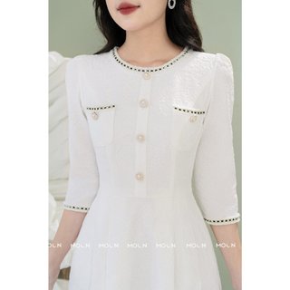 Váy NESSA Cổ Tròn Chất Dạ Cao Cấp Dày Dặn- MV263